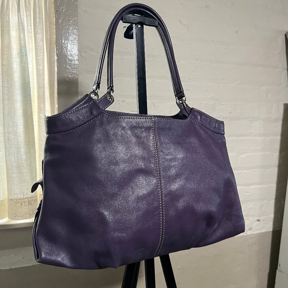 Vintage Deep Purple Leather Shoulder Bag